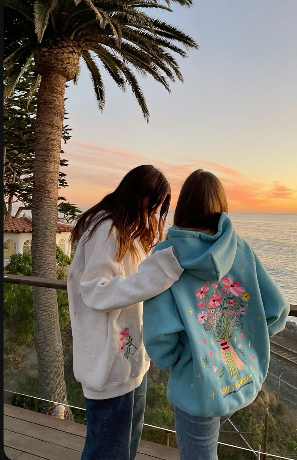Embroidered "Gift Giving" Flower Hoodie